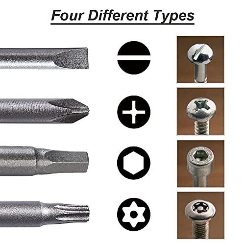 VESTTIO 4-in-1 Hex Phillips Slotted Security Torx Long Screwdriver Bits Set with Magnetic 16PCS 1/4 Inch Hex Shank 4 Inch/100 mm Length S2 Steel for Power Screwdriver Drill Impact Driver | Assorted screwdriver bits, S2 alloy steel, 1/4 inch hex shank, mag