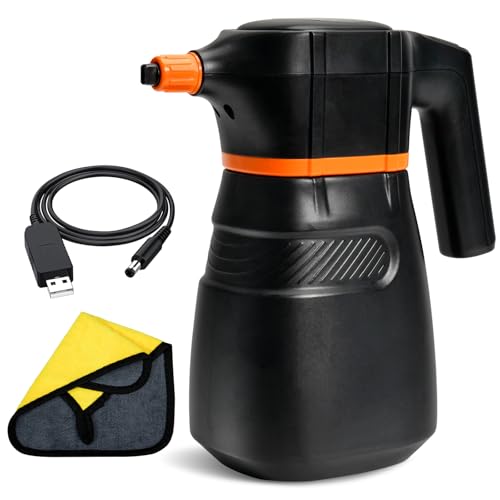 CUCOS Electric Foam Sprayer 2L/0.5 Gallon, Cordless Rechargeable Car Foam Cannon, Portable Battery Powered Foam Blaster, High Pressure Sprayer for Car Wash, Auto Detailing & Garden Cleaning - color: Black