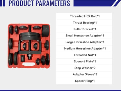 HFS (R Master Wheel Hub Bearing Remover & Installer Tool Kit - Comprehensive 21-Piece Set for Front & Rear Wheel Bearings
