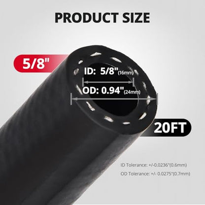 EVIL ENERGY 5/8" Transmission Oil Cooler Hose 20FT 150PSI SAE J1532 - size: 5/8 20FT