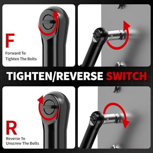 FULLYEA Cordless Electric Ratchet Wrench Set, 40 Ft-lbs, 550 RPM Power Ratchet,16.8V electric ratchet 3/8" drive with Variable Speed, 1/4" Adapter, LED Light, 2 * 2.0Ah Batteries and Fast Charger