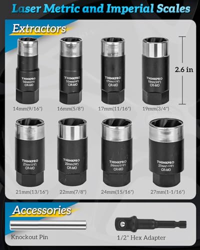 Locking Lug Nut Removal Tool,Heavy Duty Wheel Lock Removal Kit | 10 Pieces Lug Nut Extractor,Wheel Lock Removal Tool for Stripped, Rounded or Damaged Lug Nuts Removing