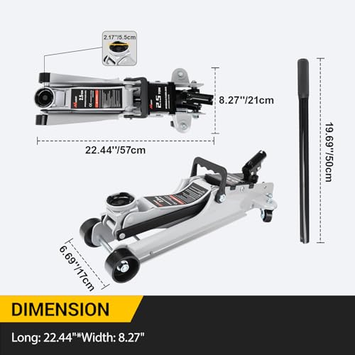 Nilight 2.5 Ton Floor Jack, Low Profile Hydraulic Trolley Car Jack with 360° Swivel Lifting Arm, Heavy Duty Steel Service Jack, Lifting Range 3.35" to 15.15"