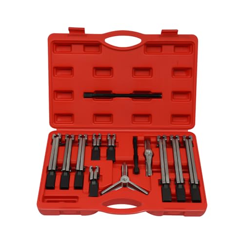 6 in 1 Gear Puller Set – 13pcs 2 Jaw & 3 Jaw Bearing Puller Kit with Reversible Jaws, Bearing Flywheel Pulley Removal Tool for Automotive Mechanics,External and Internal (Red) - color: Red