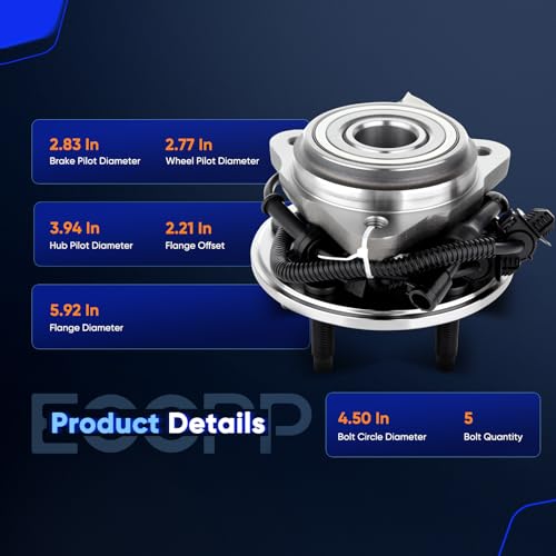 ECCPP 515003 Wheel Bearing Hub Assembly for Mercury Mountaineer 1997-2001 | for Ford Explorer Sport Trac 2001-2005 5 lugs w/ABS Sensor Pre-Greased Sealed - size: 515003