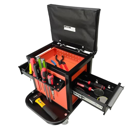 A A IN Rolling Tool Chest Creeper Seat with 4 Pieces 2-1/2" Swivel Casters,Padded Creeper Seat with Extra Storage,Tool Box Chair, 300 pounds Capacity Mechanics Chair with Drawers - style: Creeper Seat