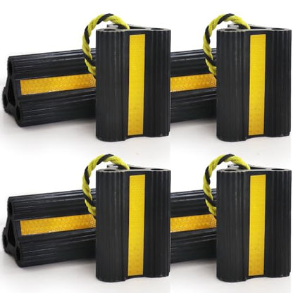 Wheel Chocks for RV Trailers 4Pair/8Pack with Rope, Rubber Tire Chocks Block Stopper with Reflective Strips for Camper Truck Car Wheel Immobilizers & Chocks, Travel Trailer RV Accessory - size: 160B-4pair8pack