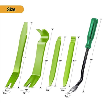 GOOACC 5PCS Auto Trim Removal Tool Kit No-Scratch Removal Tool Kit for Car Audio Dash Panel Window Molding Fastener Remover Tool Kit-Green - color: Green, size: 5Pcs