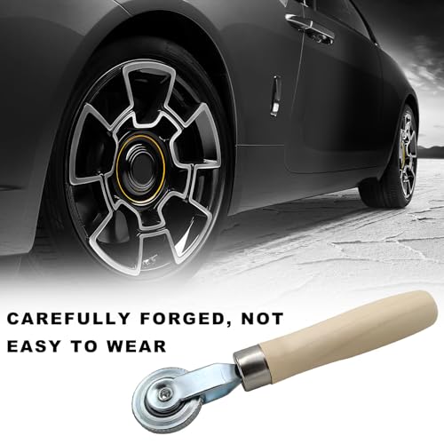 Tire Patch Roller, 6 mm Tire Puncture Repair Tool 1.5" Wheel Diameter Stitcher w/Wooden Handle, Patch Tyre Repair Stitch Tool Ball Bearing Roller for Car Motorcycle Bike