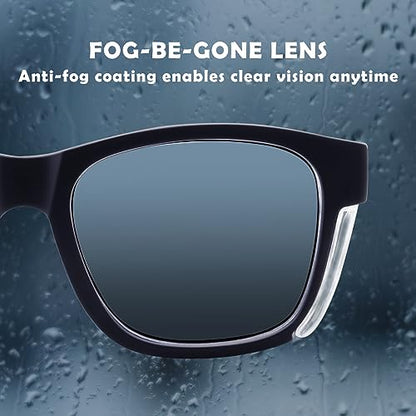UKNOW Safety Glasses - Anti Fog Lenses - Eye Protection with Side Shields - ANSI Z87.1 Protective Eyewear - UV Protection - color: Black
