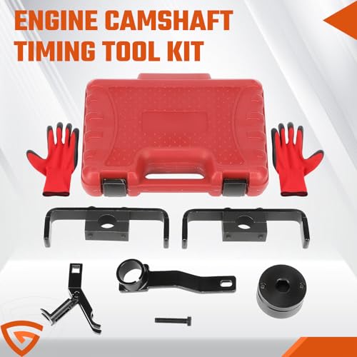 Engine Timing Tool Kit Fit For Ford 4.6L 5.4L 6.8L 2-Valve and 4-Valve Engine with Valve Spring Compressor Tool, 6 Pcs Camshaft Holding Crankshaft Positioning Tool, Replaces# 303-557, 6477