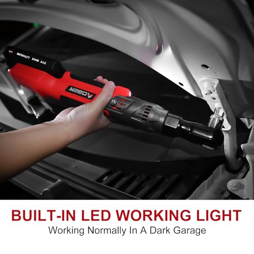 AOBEN 21V 3/8" Cordless Ratchet Wrench Kit-74 Ft-lbs Brushless Electric Power Ratchet with Variable Speed, 2X2000mAh Lithium-Ion Battery, Charger, 8 Sockets, 1/4" & 1/2" Adaptors, 3" Extension Bar - style: AB733-2