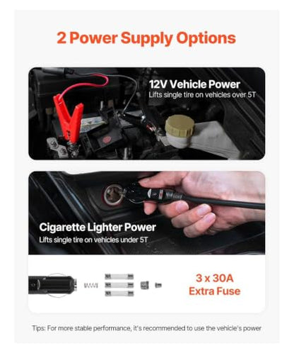 Electric Car Jack 15 Ton, 33000lbs Hydraulic Scissor Jack Kit, 12V LED Light, Portable Tire Change Jack for Sedan, Truck, SUV - Car Emergency Repair Tool