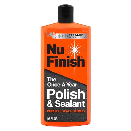 Nu Finish Once a Year Polish and Sealant - Professional Car Polish, 3-in-1 Ceramic Technology to Repair Scratches & Protect Paint, Gift for car Lovers - size: 16oz, style: Once a Year Polish