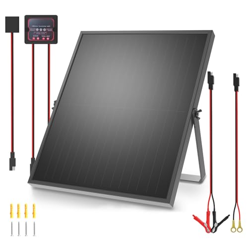 25W 12V Solar Battery Charger, Rugged Solar Panel Kit for RV, Trailer, Boat | With Smart Mppt Controller-Upgraded Solar Trickle Charger for Car/Motor, Higher Efficiency in Low Light, Weatherproof