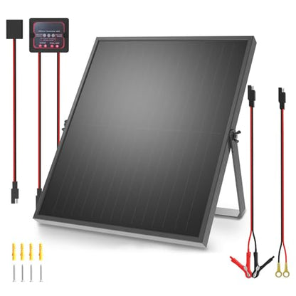 25W 12V Solar Battery Charger, Rugged Solar Panel Kit for RV, Trailer, Boat | With Smart Mppt Controller-Upgraded Solar Trickle Charger for Car/Motor, Higher Efficiency in Low Light, Weatherproof