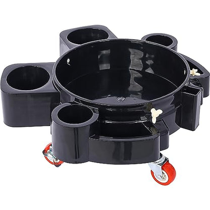 5 Gallon Bucket Dolly with Wheels and 360° Swivel Casters Heavy Duty Rolling Bucket Cart for Car Wash Detailing with Grit Guard Insert and Locking Brakes Holds 3-5 Gal Bucket for Car Washer