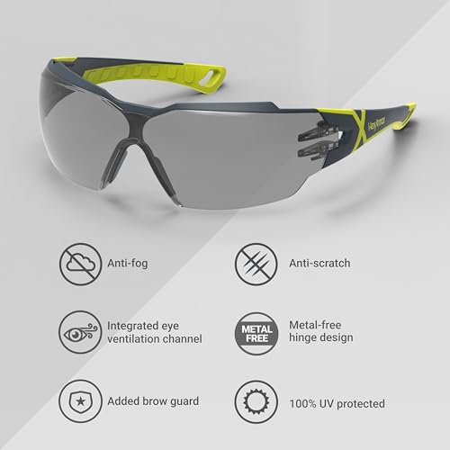 HexArmor MX300 Safety Glasses | Anti-Fog | ANSI Z87+ | 100% UV Protected - color: Grey 23%