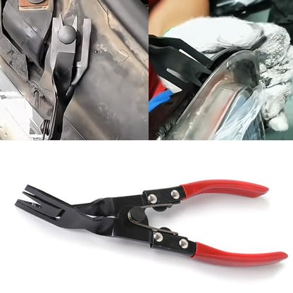 Panel Clip Removal Plier, Automotive Door Panel Upholstery Trim Clip Removal Tool, Remove Push Pin and Press in Trim Clip Fasteners Lift Action Plier (Red) - color: Red