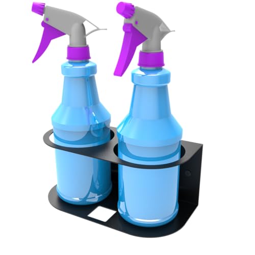2 Spray Bottles Holder, Steel Wall Mount Storage Organizer for All-Purpose at Garage and Home (SBH-2B1Pc)