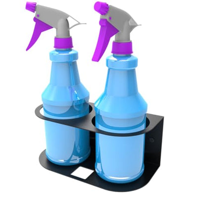 2 Spray Bottles Holder, Steel Wall Mount Storage Organizer for All-Purpose at Garage and Home (SBH-2B1Pc)