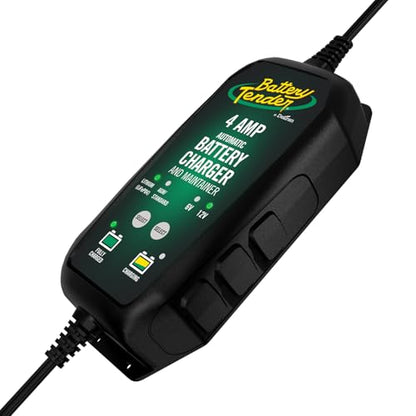 Battery Tender 4 AMP Battery Charger and Maintainer - Automotive Switchable 12V or 6V Smart Automatic for Cars SUVs and Trucks - Lead Acid, AGM, Gel, & Lithium Battery Charger - 022-0209-BT-WH