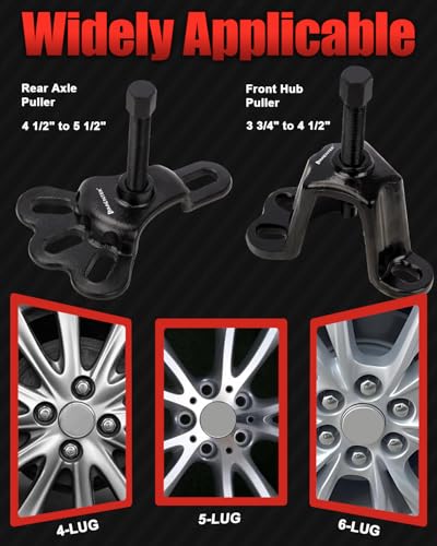 12-Way Slide Hammer Puller Set, Front Wheel Hub Remover & Rear Wheel Axle Removal Tool, Heavy Duty Bearing Puller Set with Carry Box