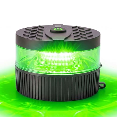 Battery Operated Green Beacon Strobe Light w/Magnetic Base, Portable USB-C Rechargeable Mini Roof Top LED Warning Emergency Flashing Lights for Trucks, Vehicles, Car, Tractor 1-Pcs - color: Green