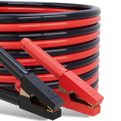 Heavy Duty Jumper Cables for Car Battery, 0 Gauge 25 Feet 1000AMP, Automotive Booster Cables for Jump Starting Dead or Weak Batteries, Suitable for 8L Gas & 6L Diesel, Carrying Bag Included - size: 0 Gauge （25FT）