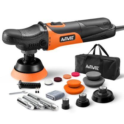 AUTIWOZ Mini Buffer Polisher, Rotary Car Buffer and Polisher Kit 6 Speeds, 1" /2" /3" Base Pads M14 Thread Extension Shaft for Car Boat Sanding Polishing and Waxing, W03