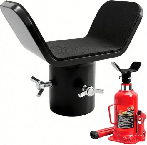 Bottle Jack Adapter with Triple-Lock, Fits 8-20 Ton Bottle Jacks up to 2.1" Ram Diameter, Heavy Duty 1/4" Steel Saddle for 3" to 5" Round Axle Tubes, for RVs, Trucks and Trailers - color: Black (10–20T)