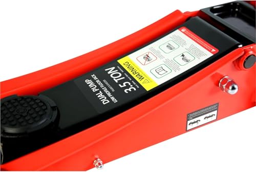 3.5 Ton Low Profile Floor Jack, Heavy Duty Floor Jack with Dual Pistons Quick Lift Pump, Steel Car Jacks Adjustable Height 4"-21", Hydraulic Trolley Floor Jacks 3.5 Ton/7000 LBS Capacity, Red - color: Red - 3.5 Ton(Dual Pump), Lift 4"-21"