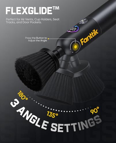 Fanttik Flip G10 Nano AutoCare Cordless Electric Car Interior Detailing Brush, Dual-Speed with 8 Brush Heads, Adjustable Angle & Smart Display, IPX7 Waterproof for Deep Car Cleaning