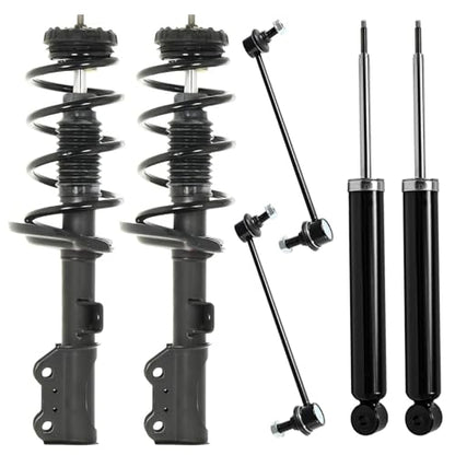 Detroit Axle - Front Struts w/Coil Springs Rear Shock Absorbers Sway Bar Links Replacement for 2010-2016 Cadillac SRX - 6pc Set - size: 6AQS47244/Shock Kit