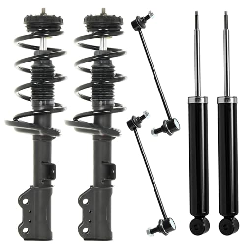 Detroit Axle - Front Struts w/Coil Springs Rear Shock Absorbers Sway Bar Links Replacement for 2010-2016 Cadillac SRX - 6pc Set - size: 6AQS47244/Shock Kit