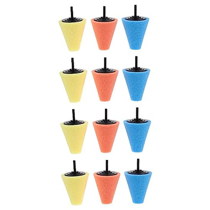 4sets Auto Wheel Polishing Sponge Pads Cone Shaped Buffing Tools for Car Waxing Polishing Sealing for Hard to Reach Areas Durable Multi Color Wheels Care Kit 3pcs*4