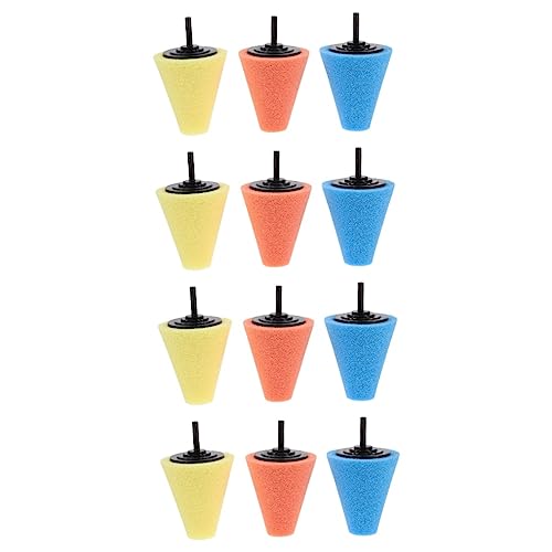 4sets Auto Wheel Polishing Sponge Pads Cone Shaped Buffing Tools for Car Waxing Polishing Sealing for Hard to Reach Areas Durable Multi Color Wheels Care Kit 3pcs*4
