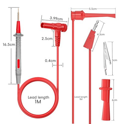 Goupchn 6PCS Multimeter Test Leads Kit for Electrical Testing | Push On Alligator Clips, Stackable Banana Plug to Test Hook Cable Set, 1000V 10A - style: P1506C