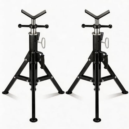Garvee V Head Tripod Pipe Jack Stand, 1/8"-12" Pipe Support Rest, 2500 LB Heavy Duty Carbon Steel Adjustable 28"-52" Folding Portable Pipe Stand for Welding Pipe | Heavy Duty Carbon Steel Adjustable 28"-52" Folding Portable Pipe Stand for Welding Pipe - c