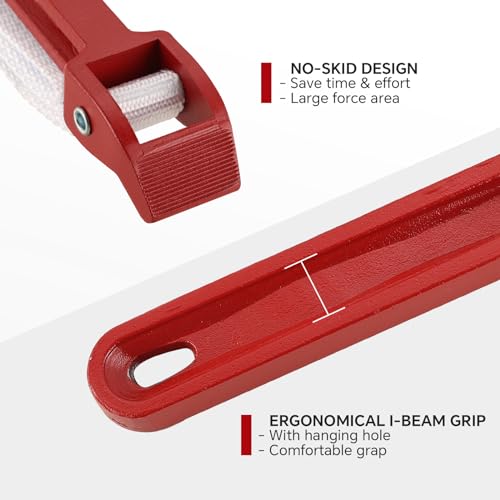 12 Inch Pipe Strap Wrench Adjustable Nylon Strap Wrench | Oil Filter Strap Opener Wrench Belt Repairing Wrench for Auto Oil Filter Element