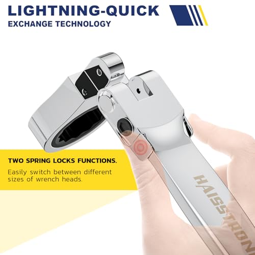 haisstronica 24 in 1 Interchangeable Heads Ratchet Wrench Set with 3/8 in Adapter, Metric & SAE 8-19mm and 1/4-3/4 inch Flex Head Combination Wrench Sets for Auto, Mechanic Tools for Men Gifts - size: Metric&SAE-24 in 1