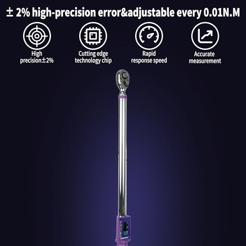 Digital Torque Wrench 1/2 Drive, (14.7-295 FT-LB/20-400N.M) ±2% High Accuracy Digital Torque Wrench, With Vibration, Buzzer and LED Alert - size: 1/2-inch (14.7-295 Ft-lbs./20-400Nm)