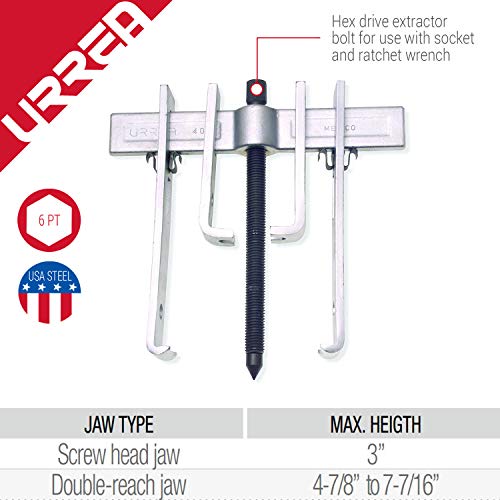 URREA 4238 Straight 2 Way Jaw Puller 10 Ton without Metal Box, 8-Piece - color: 8-piece Set
