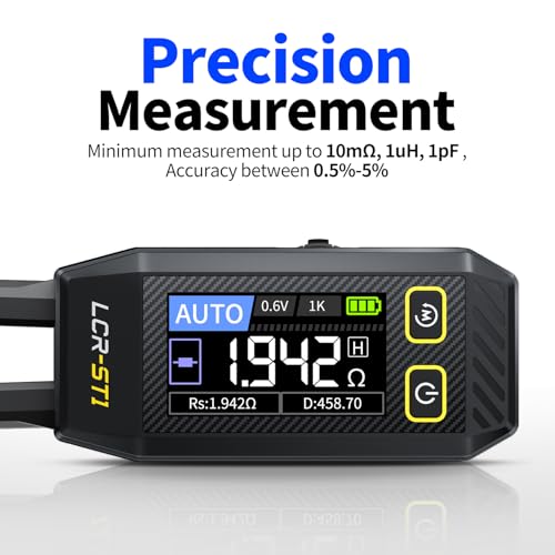 FNIRSI LCR-ST1 10kHz LCR Meter Tweezers, Smart SMD Component Tester | Auto Recognition, D/Z/Q/R ESR, Data Export, for Capacitance Resistance Inductance Diode Continuity Electronics Circuit Board
