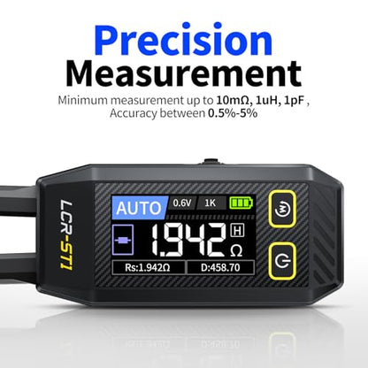 FNIRSI LCR-ST1 10kHz LCR Meter Tweezers, Smart SMD Component Tester | Auto Recognition, D/Z/Q/R ESR, Data Export, for Capacitance Resistance Inductance Diode Continuity Electronics Circuit Board