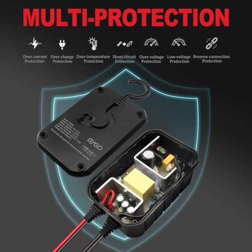 BYGD 5A Smart Car Battery Charger, 6V/12V Automotive Smart Charger | Smart Charger with Hook, Deep Cycle Charger, Float Charger, Automatic Repair Battery Desulfator, Trickle Battery Maintainer