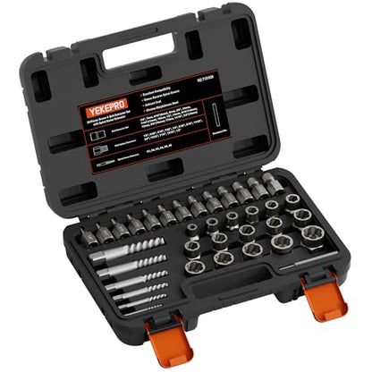 36PCS Screw & Bolt Extractor Set, 3-in-1 Easy Out Stripped Screw Remover Kit, Multi-Spline Lug Nut Remover Socket Set for Damaged, Rounded, Rusted Bolts, Nuts and Fasteners - size: 36PCS