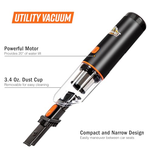 Armor All AA07V2 0901 Cordless Car Vacuum Handheld Mini Vacuum Cleaner for Car Interior Home, Orange - style: Cordless