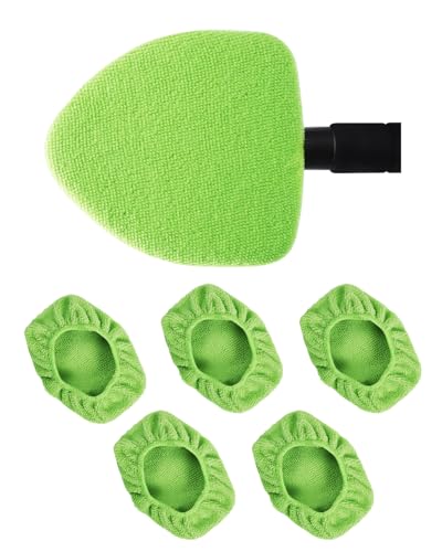 5 Pack Microfiber Pads, Replacement Heads Cover, Windshield Cleaner Tools, Washable & Reusable Triangle Pads, Fit for Window Reach Tool, Handle Not Included (Green) - color: Microfiber Triangle (Green)