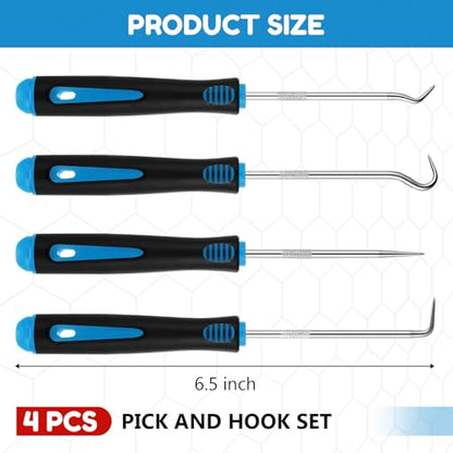 WILLBOND 4 Pcs Pick and Hook Set Precision Automotive Mechanic Picks Tools Set for Car Oil Seal Hooks Puller Remover Tools(6.5 Inches,Light Blue) - color: Light Blue, size: 6.5 Inches